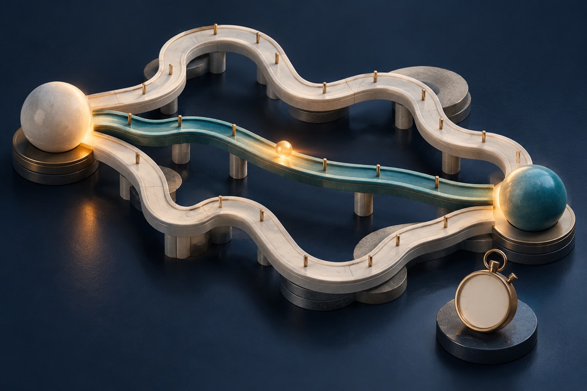 Conceptual illustration of an inference pipeline with alternative paths for improving performance.